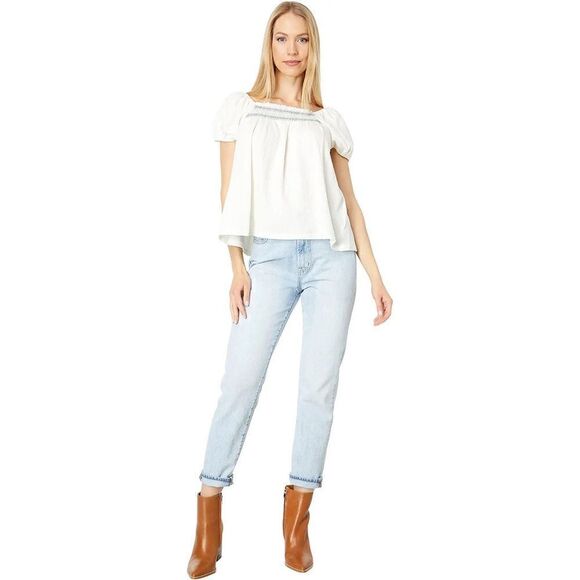 NWT Madewell Seahorse Embroidery Top 3X Plus Blue Zig Zag Embroidered Square Top - Picture 16 of 16